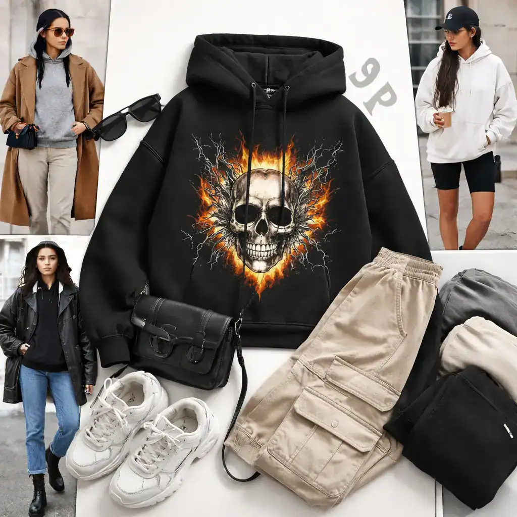 Стильные образы с худи с мерчем: streetwear сочетания с джинсами, карго и пальто